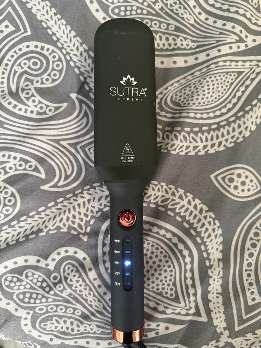 SUTRA Supreme Black Paddle Straightening Brush with Rose Gold Accents